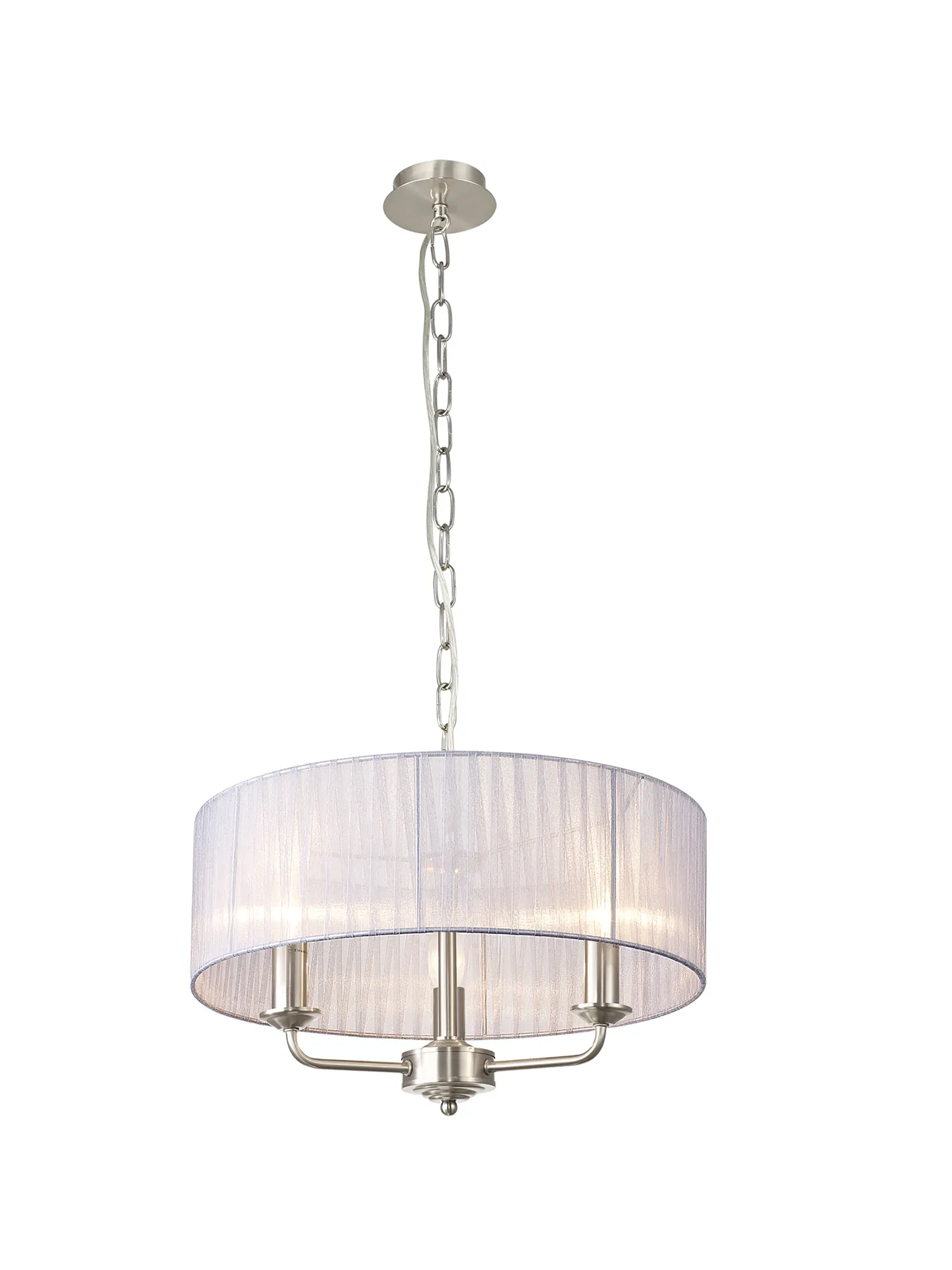 Banyan 45cm 3 Light Pendant Satin Nickel; Cream